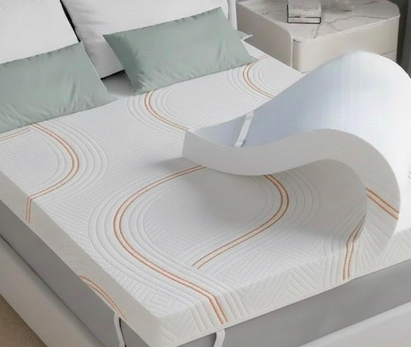 Rexal Home 8 cm Gel-Infused Memory Foam Mattress Topper 140x200 cm – Double Size Cooling Bed Topper with Removable Washable Cover, Soft Pressure Relief & Support - Image 3
